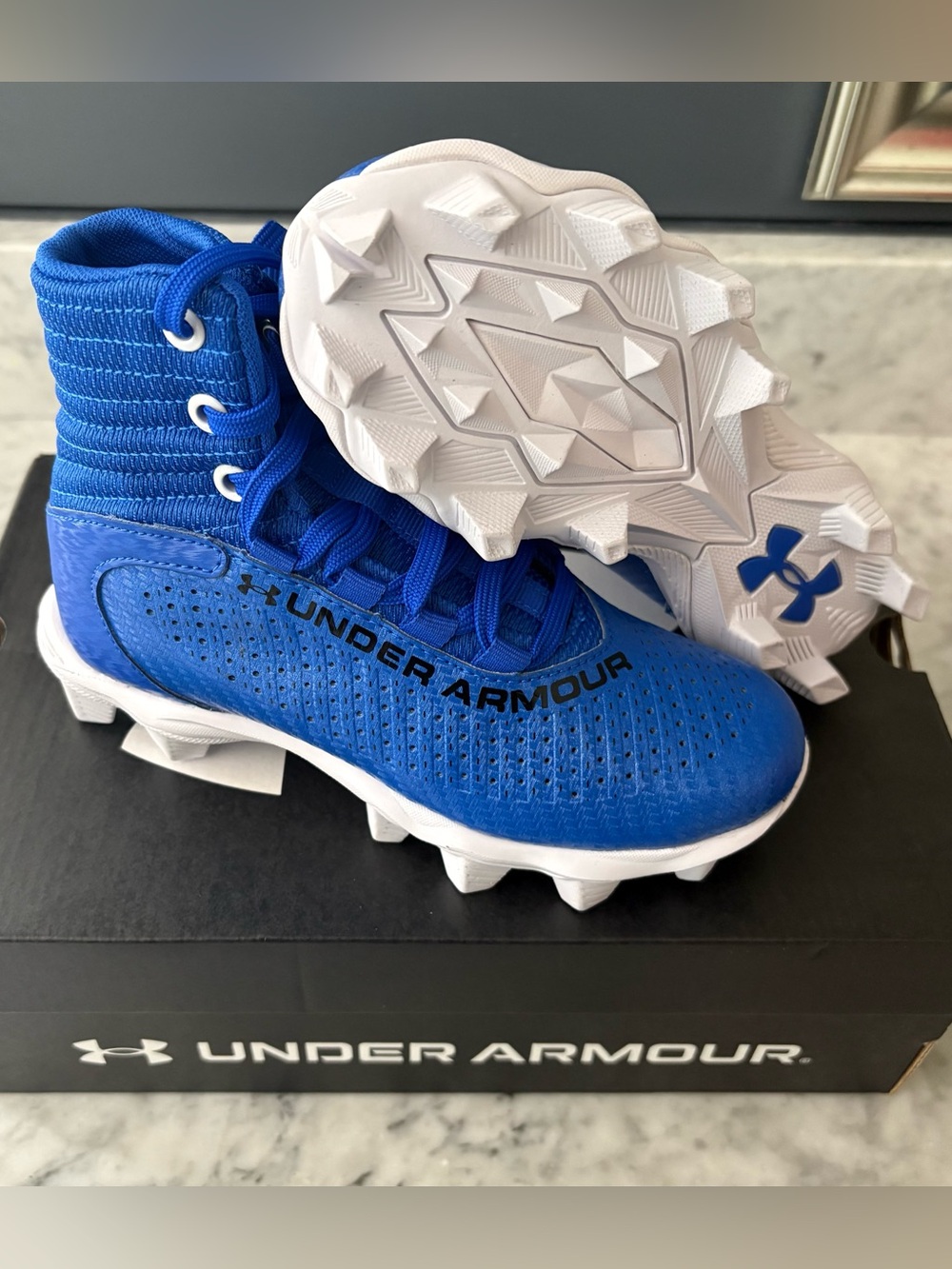Under Armour Kids Highlight Franchise 2.0 RM Football Cleat Royal Blue White 13K